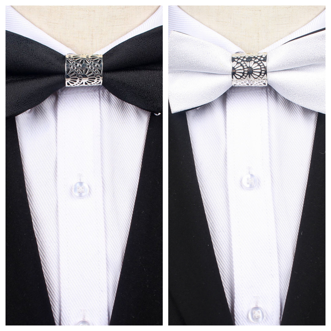 Men's Business Formal Evening Solid Color Bow Tie 2 pieces