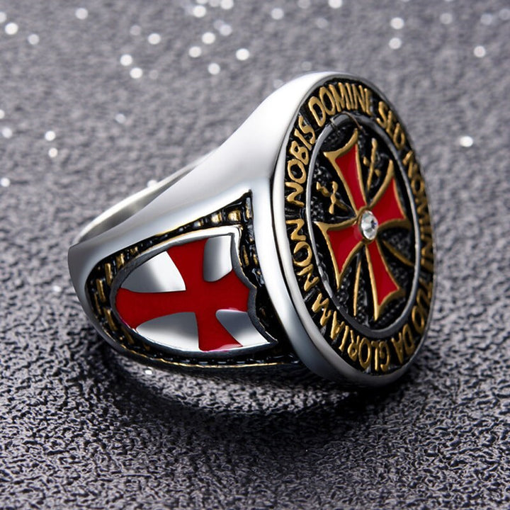 Silver Gold 18K Gold Plated Cross Punk Men's Ring Valentine's Day Engagement Wedding Jewelry