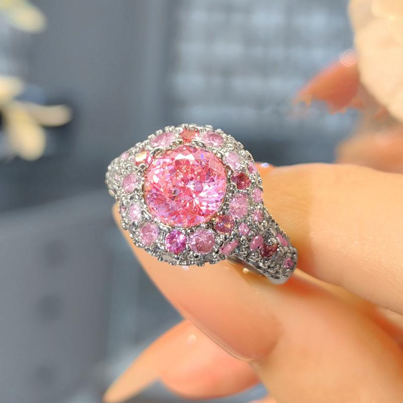 Antique Unique Gradient Pink Diamond Bird Nest Ring