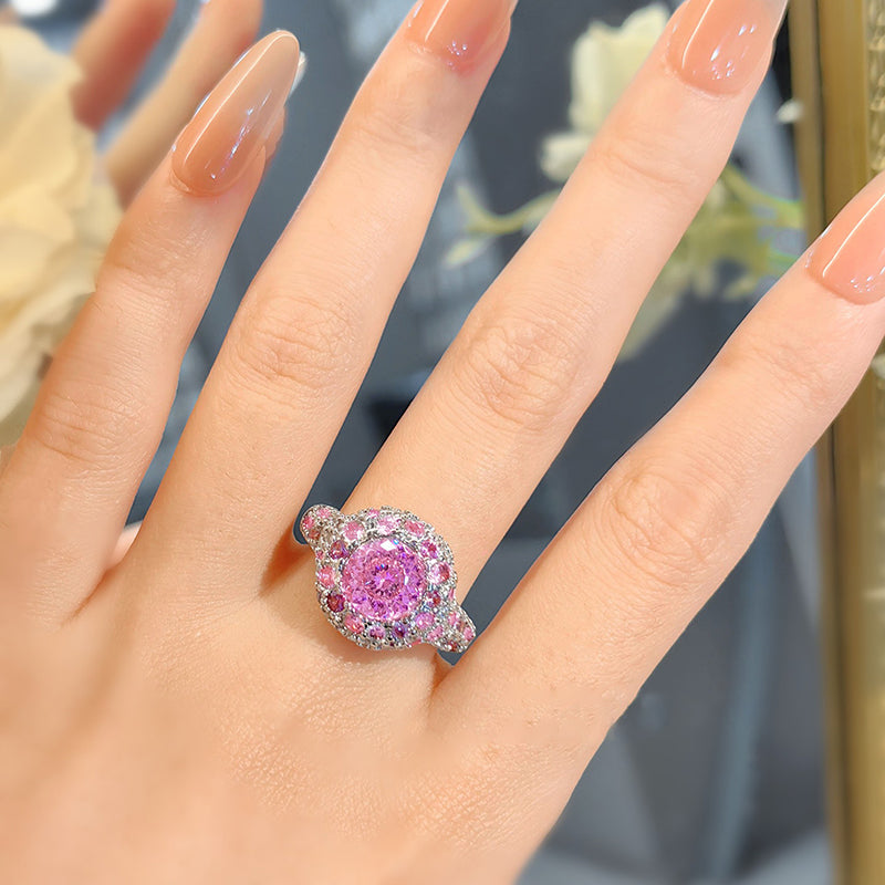 Antique Unique Gradient Pink Diamond Bird Nest Ring