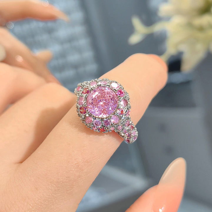 Antique Unique Gradient Pink Diamond Bird Nest Ring