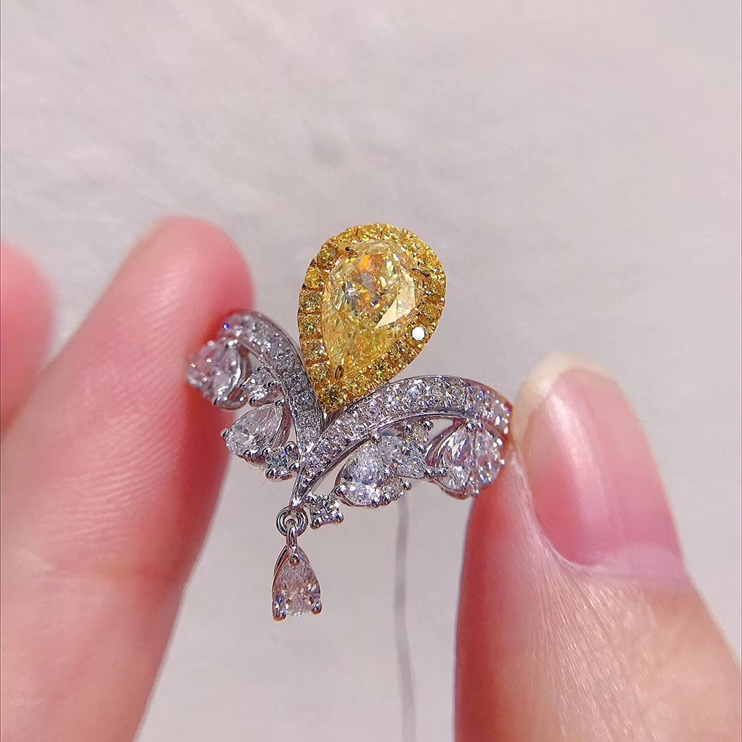 Luxurious Sparkling Delicate Double Color Adjustable Rhinestone Ring