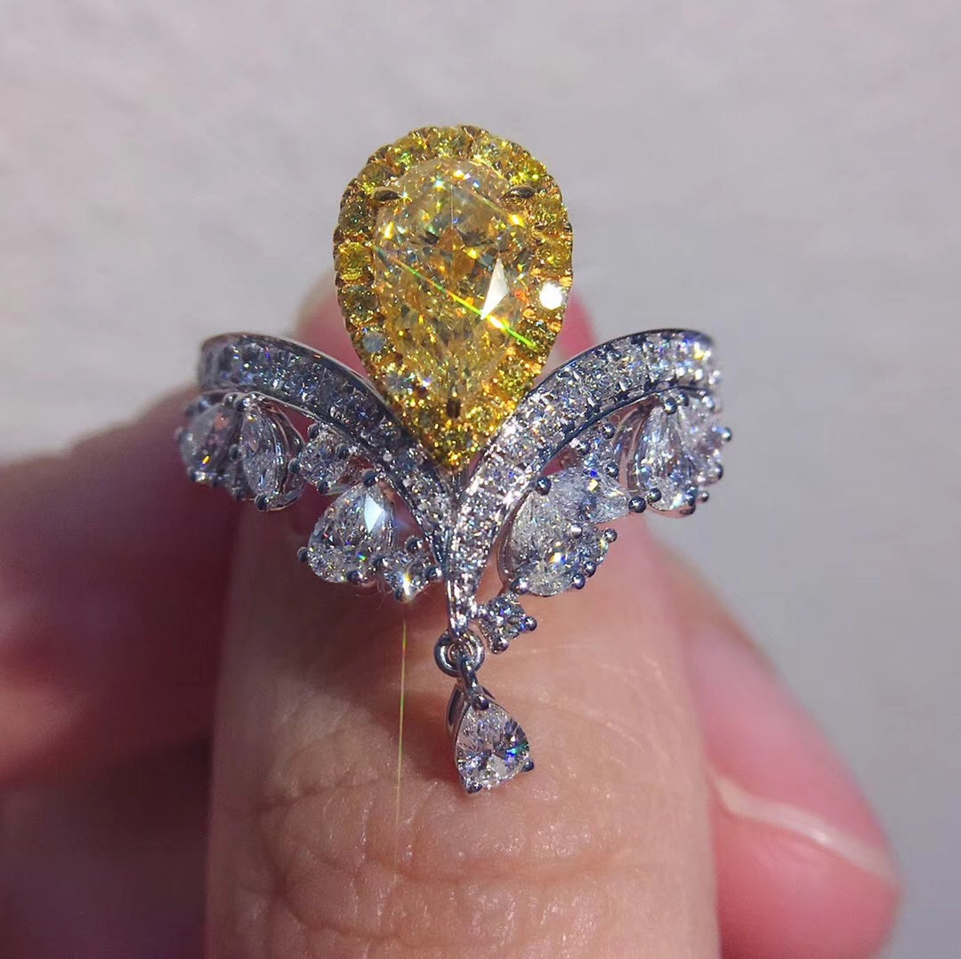 Luxurious Sparkling Delicate Double Color Adjustable Rhinestone Ring