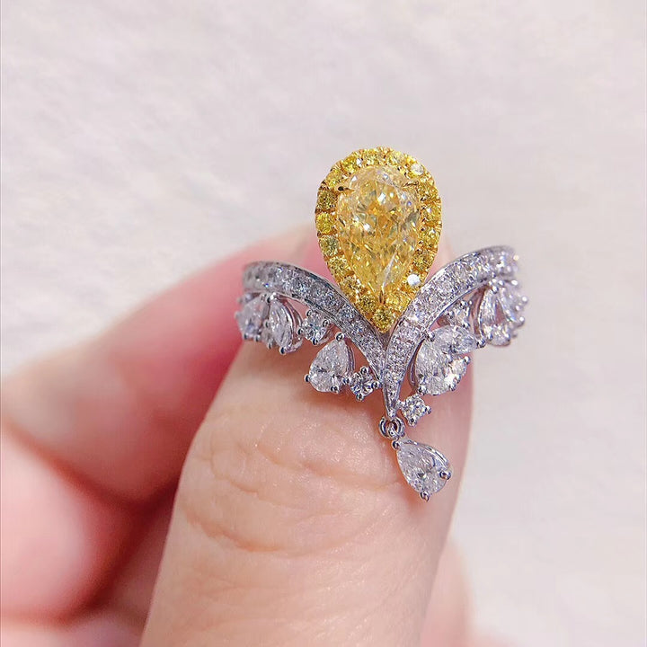 Luxurious Sparkling Delicate Double Color Adjustable Rhinestone Ring