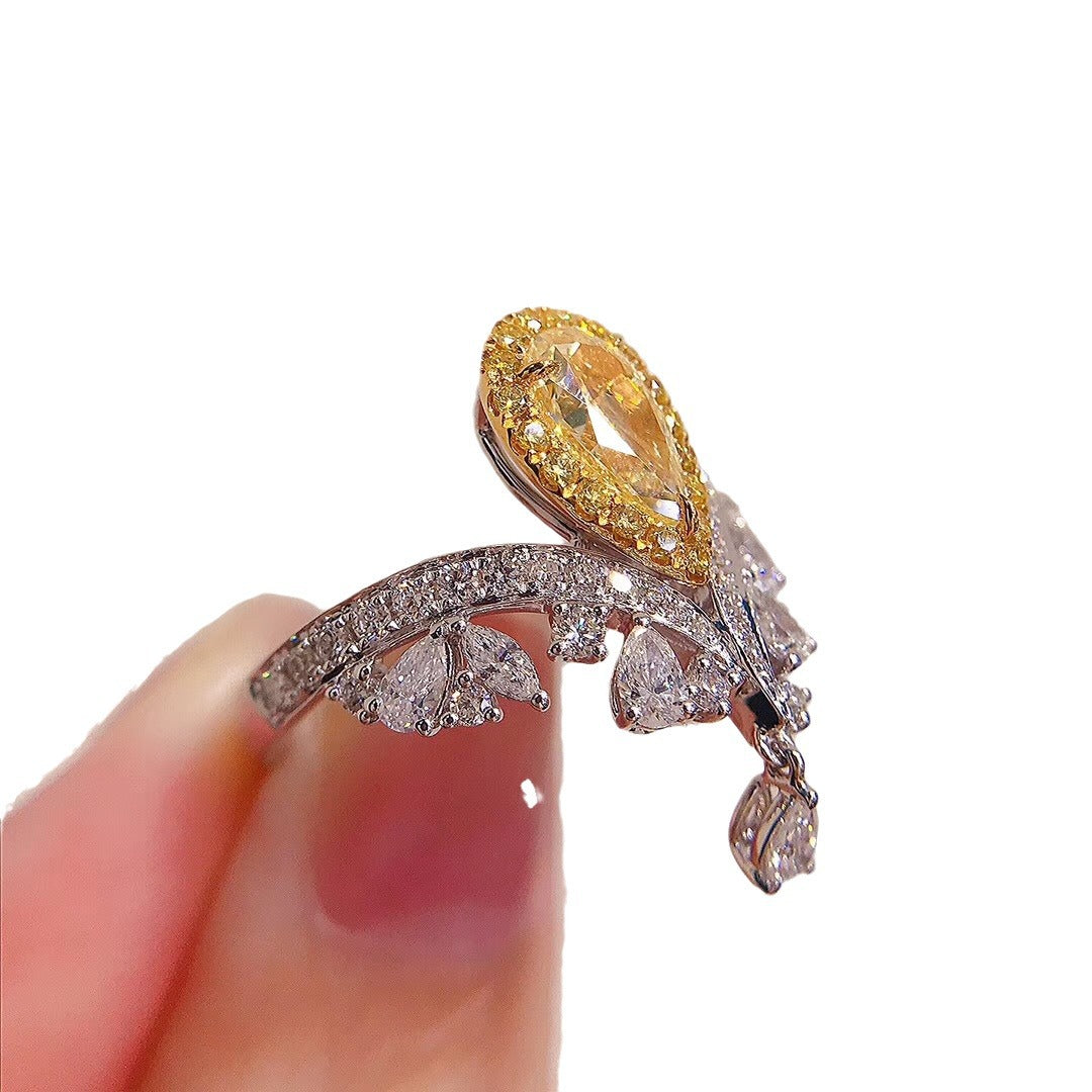 Luxurious Sparkling Delicate Double Color Adjustable Rhinestone Ring