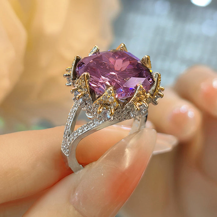 Vintage Luxury Square Bird Nest Gemstone Ring