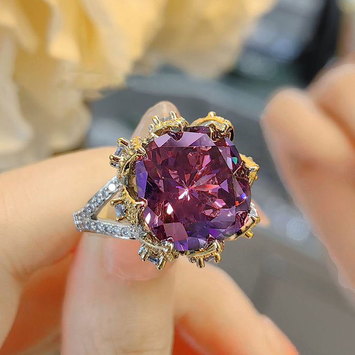 Vintage Luxury Square Bird Nest Gemstone Ring