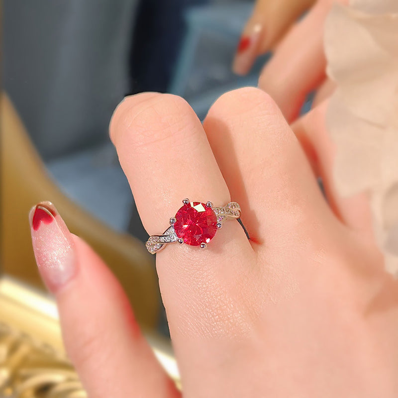 Fashion Luxury Red Gemstone Minimalist Ring