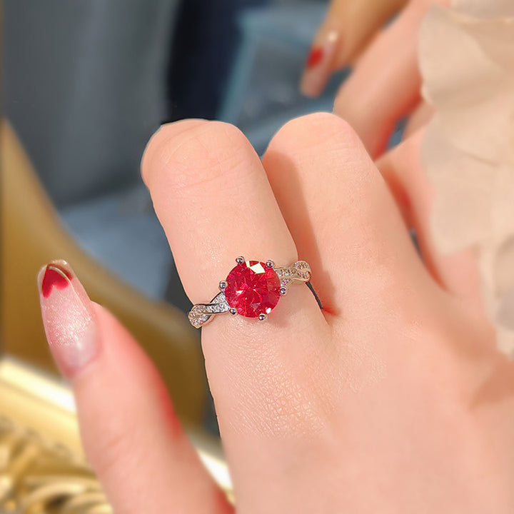 Fashion Luxury Red Gemstone Minimalist Ring