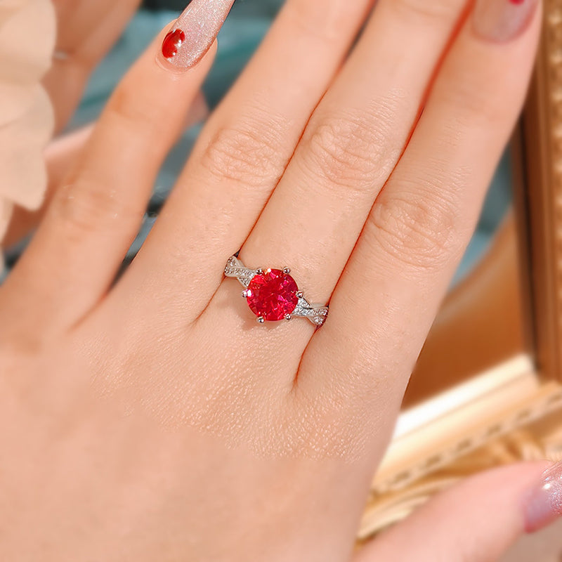 Fashion Luxury Red Gemstone Minimalist Ring