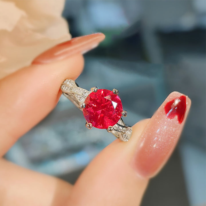 Fashion Luxury Red Gemstone Minimalist Ring