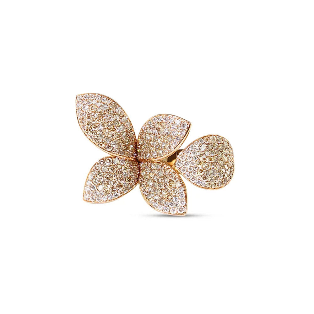 Adjustable 4-Leaf Flower Rhinestone Art Ring