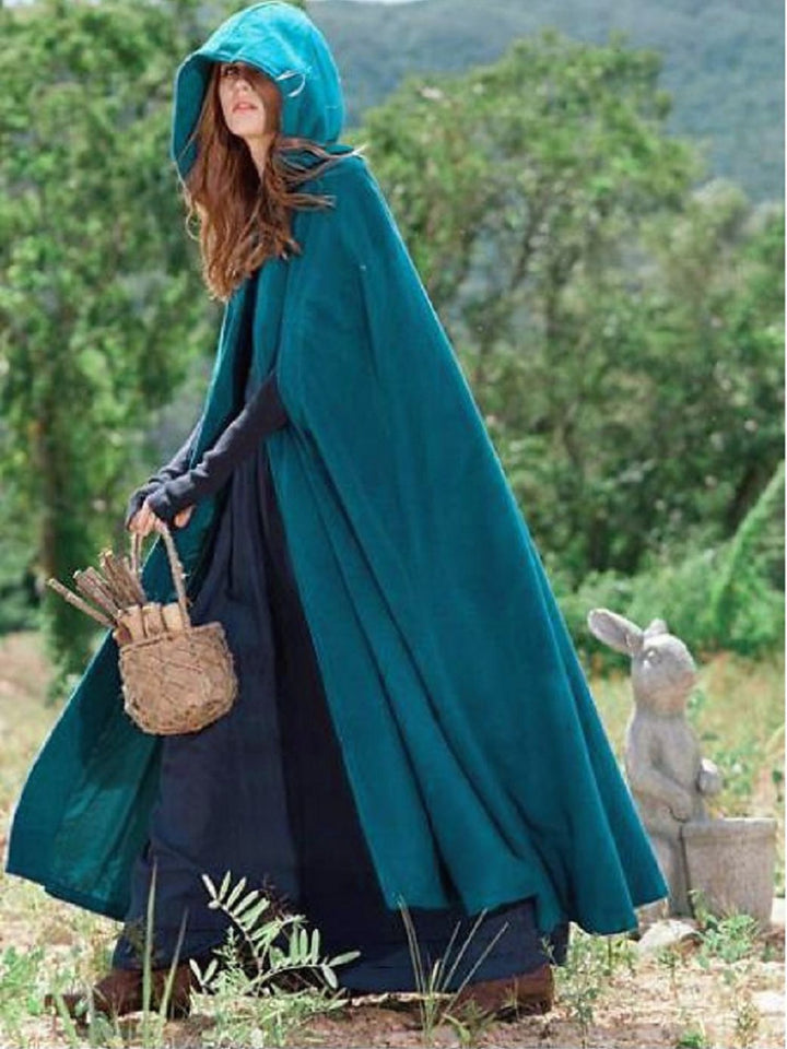 Dark Green Vintage Medieval Adult Long Hooded Cloak