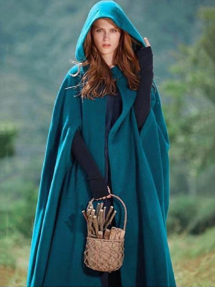 Dark Green Vintage Medieval Adult Long Hooded Cloak