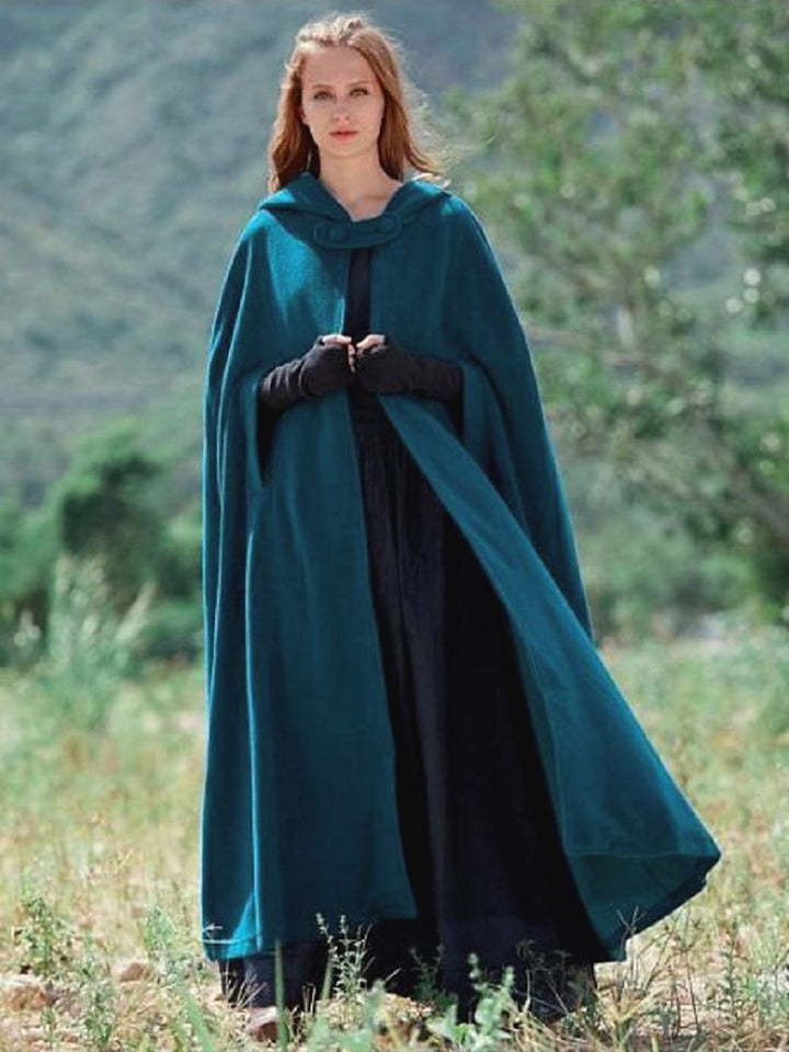 Dark Green Vintage Medieval Adult Long Hooded Cloak