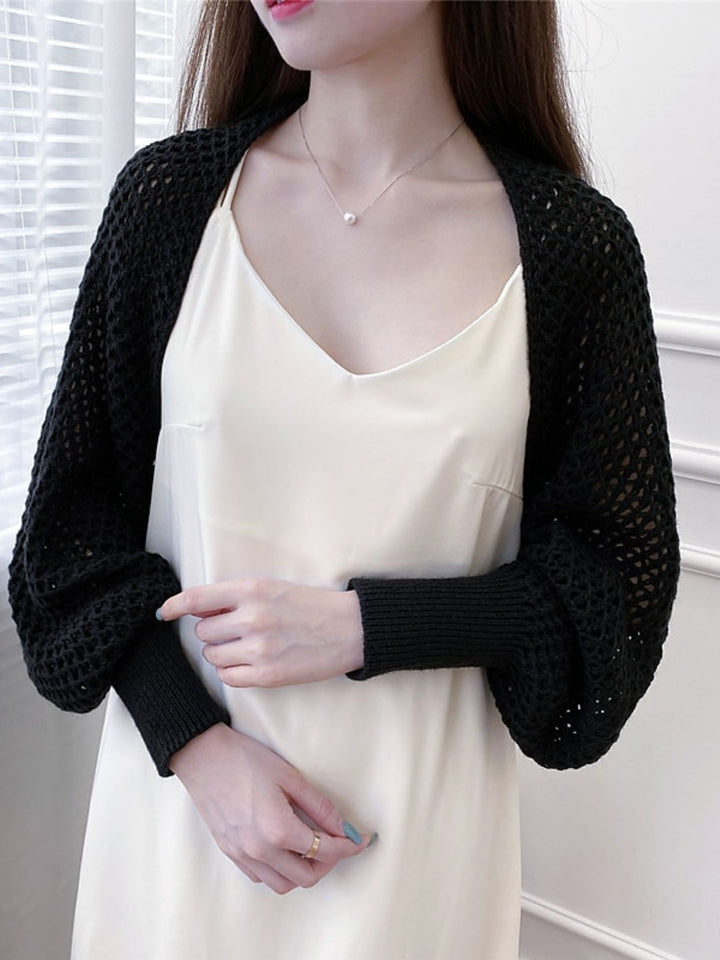 Women's Wrap Bolero Casual Long Sleeves Knitwear with Pure Color