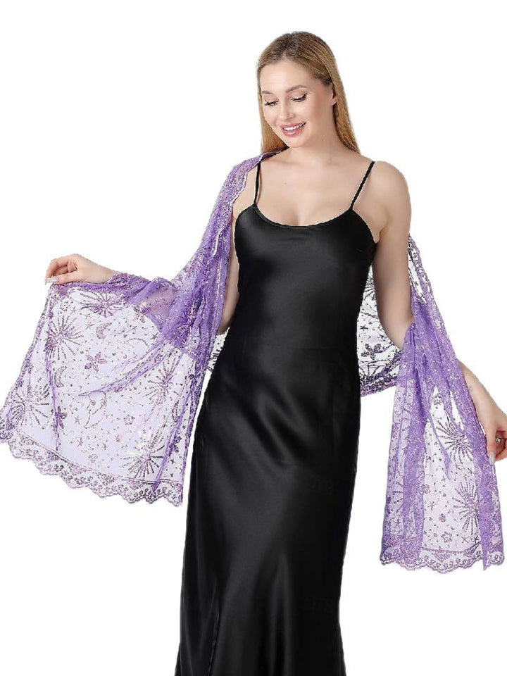 Women's Delicated Star Moon Embroidery Retro Shawl Wedding Wraps