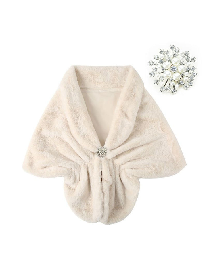 Women's Wrap Warm White Faux Fur Elegant Shawl