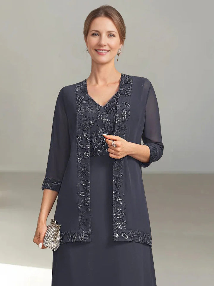 Women's Chiffon 3/4 Sleeves Jackets with Appliques & Sequins