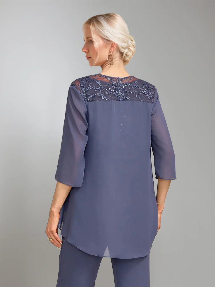 Women's Chiffon 3/4 Sleeves Jackets with Beads