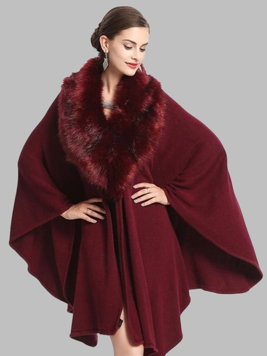 Women's Faux Solid Colored Winter Wedding Party Cape Warm Wrap/Shawls