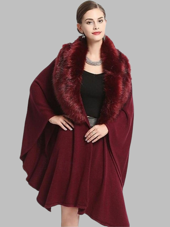 Women's Faux Solid Colored Winter Wedding Party Cape Warm Wrap/Shawls