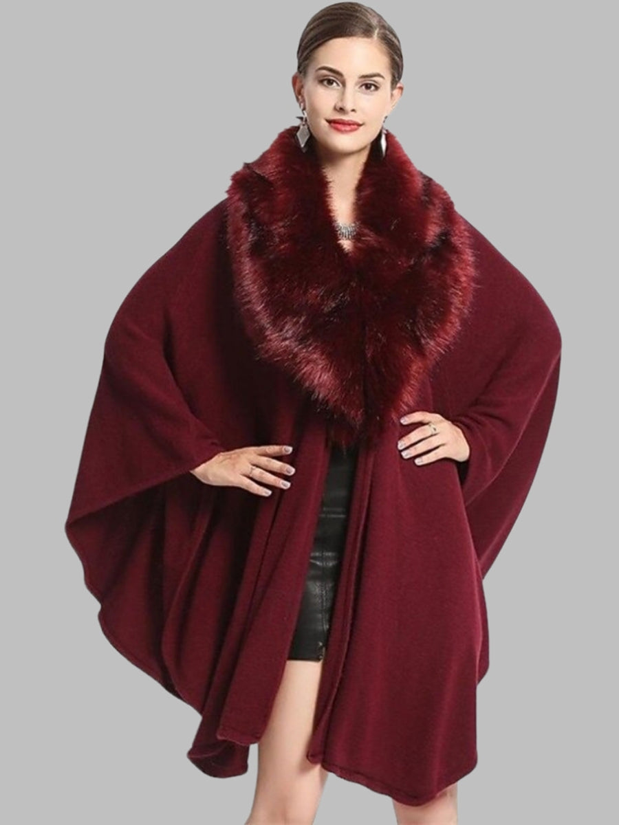 Women's Faux Solid Colored Winter Wedding Party Cape Warm Wrap/Shawls