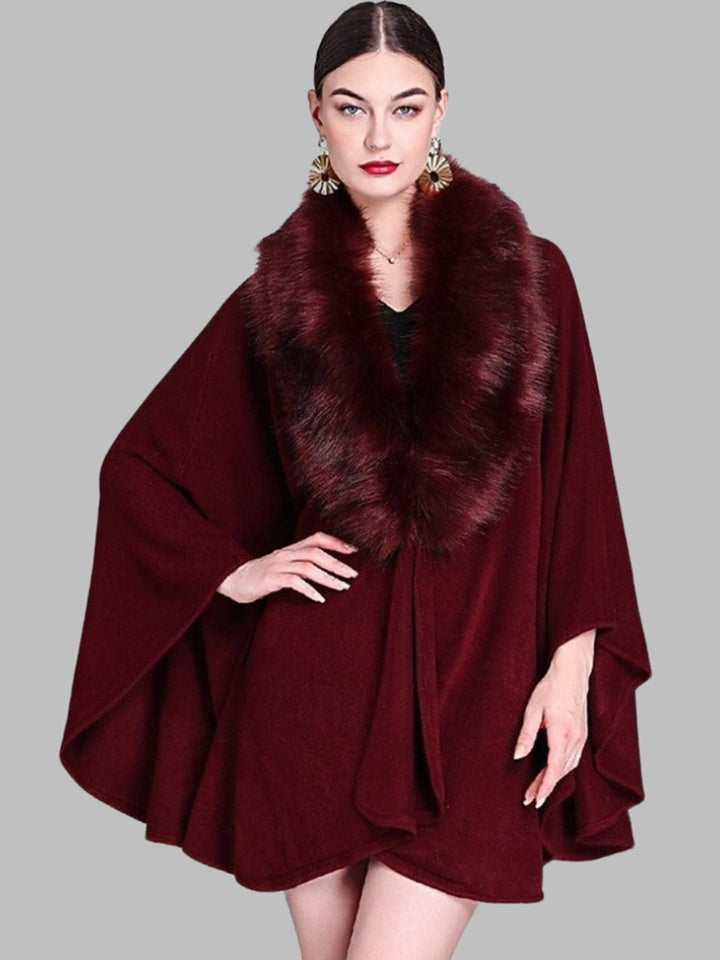 Women's Faux Solid Colored Winter Wedding Party Cape Warm Wrap/Shawls