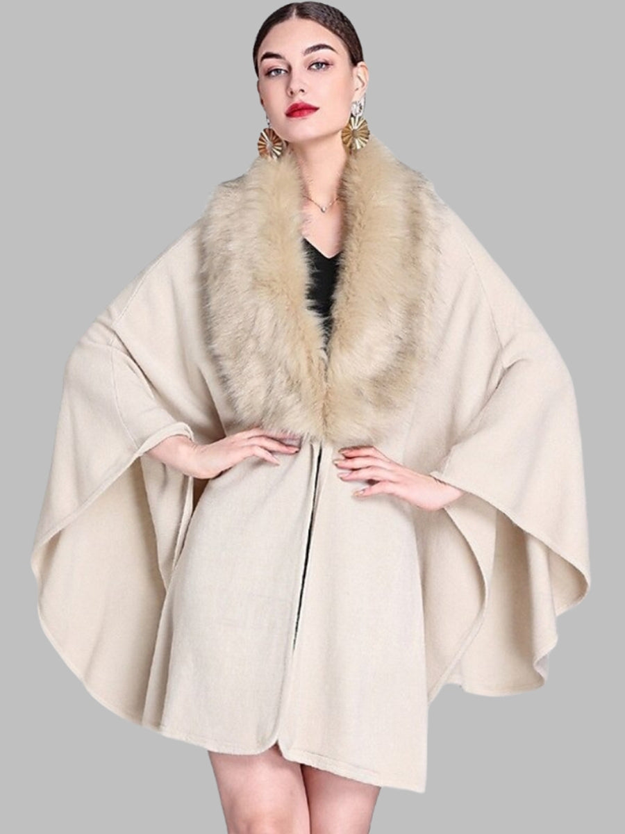 Women's Faux Solid Colored Winter Wedding Party Cape Warm Wrap/Shawls