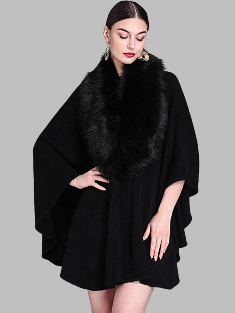 Women's Faux Solid Colored Winter Wedding Party Cape Warm Wrap/Shawls