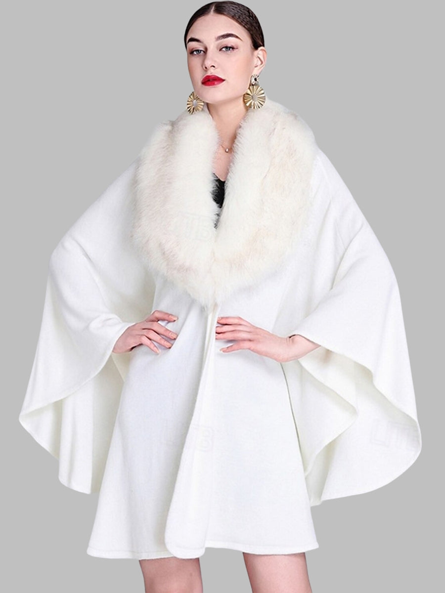 Women's Faux Solid Colored Winter Wedding Party Cape Warm Wrap/Shawls