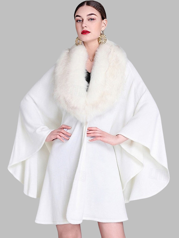 Women's Faux Solid Colored Winter Wedding Party Cape Warm Wrap/Shawls