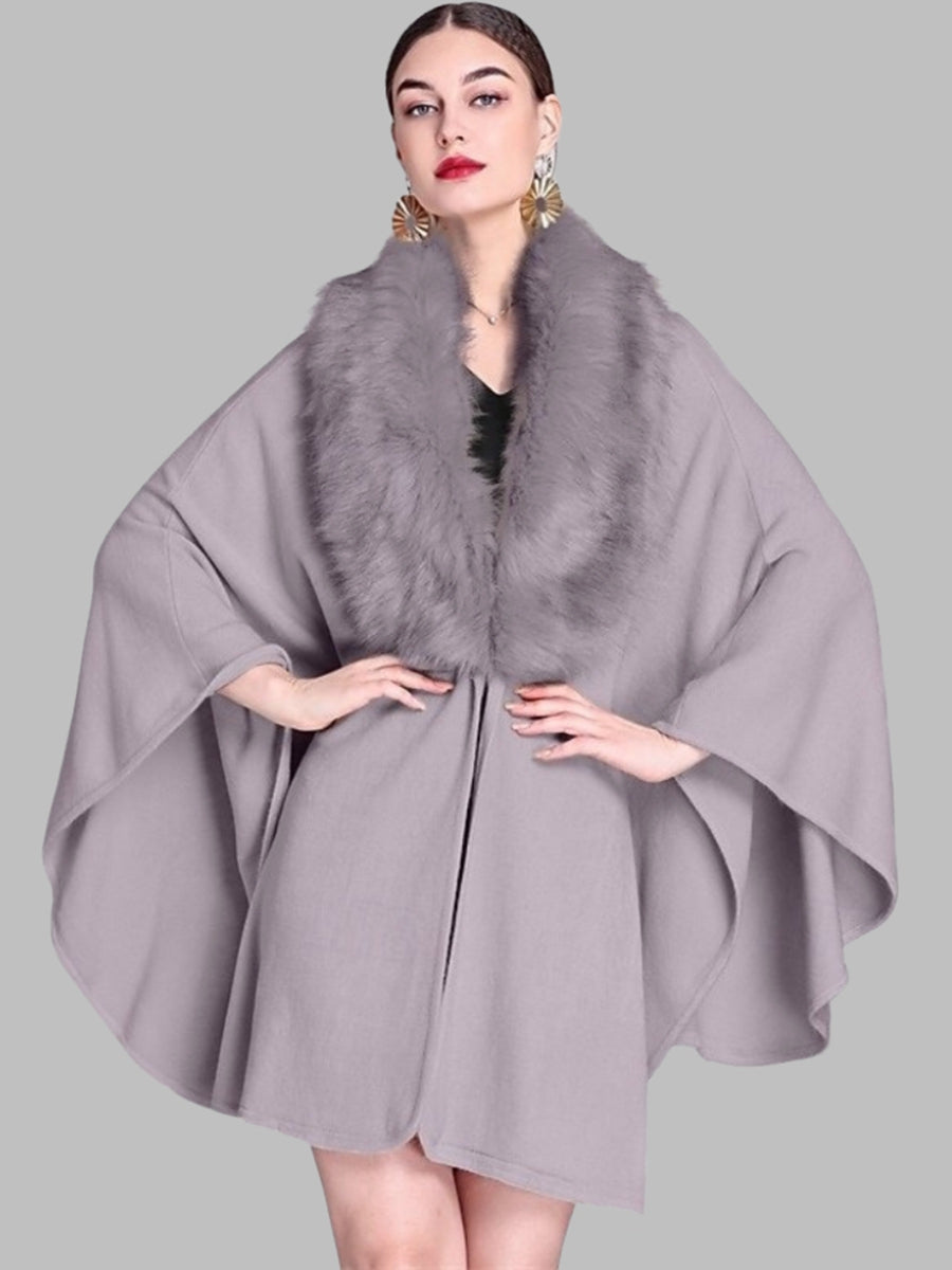Women's Faux Solid Colored Winter Wedding Party Cape Warm Wrap/Shawls