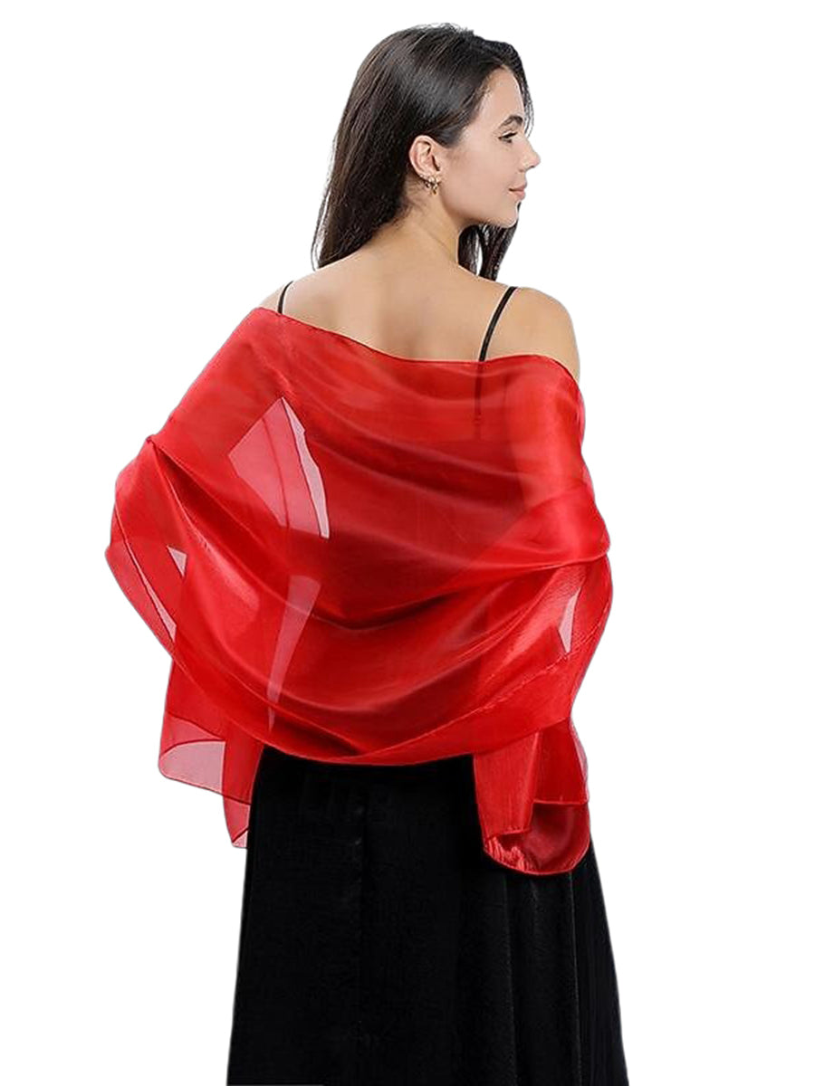 Women's Sheer Pure Color Silk Soft Wedding Formal Shawl