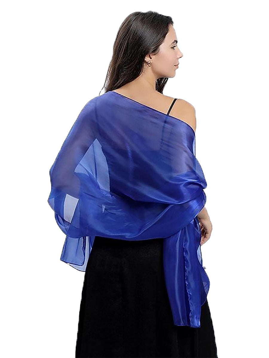 Women's Sheer Pure Color Silk Soft Wedding Formal Shawl