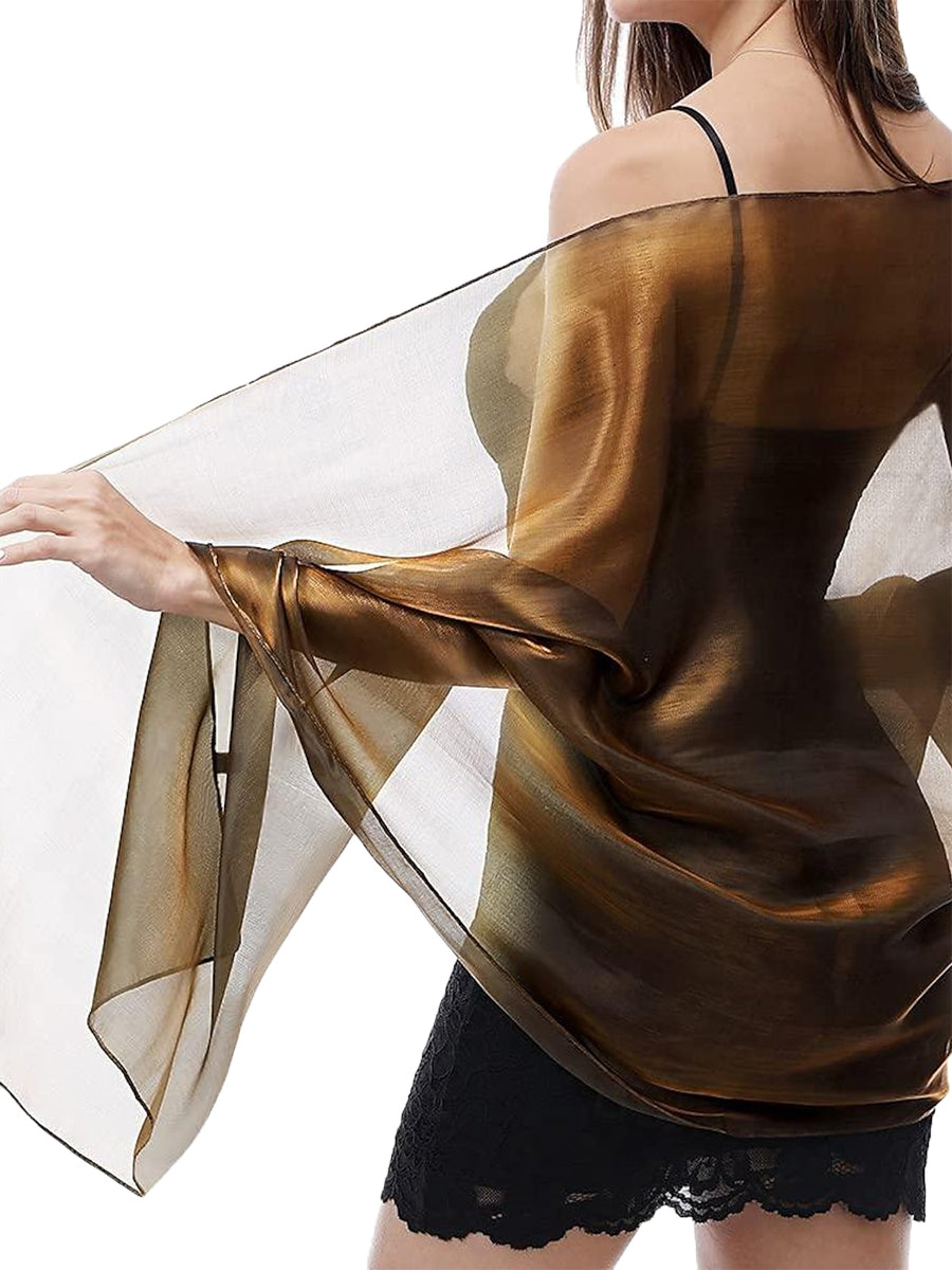 Women's Sheer Pure Color Silk Soft Wedding Formal Shawl