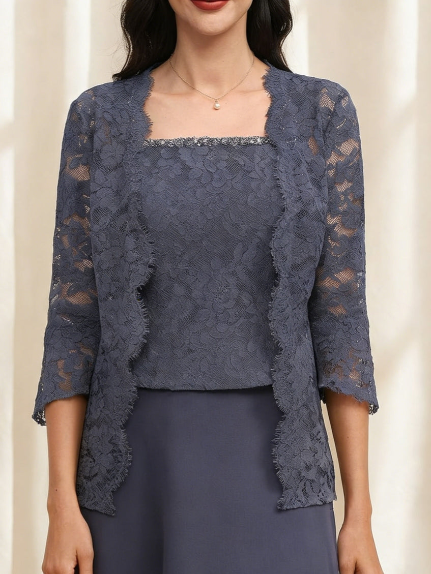 Women's Coats /Jackets 3/4 Length Sleeves Floral Lace