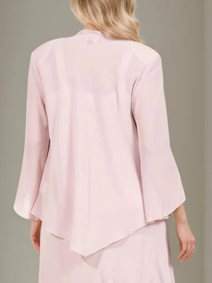 Chiffon Long Sleeves Jacket Sequins Asymmetrical Wraps