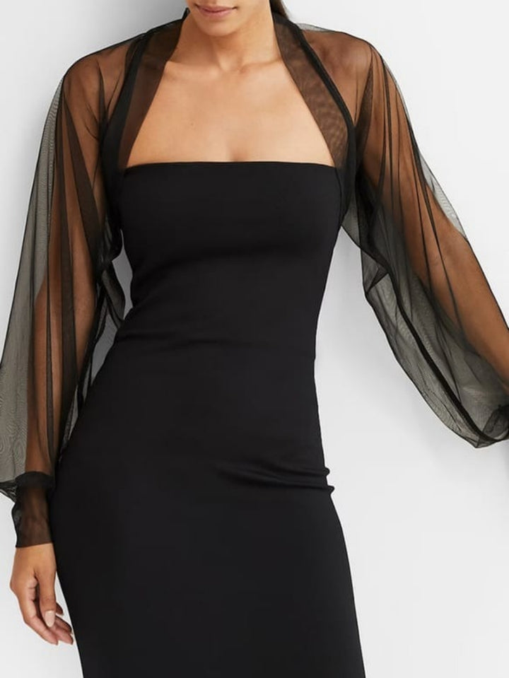 Long Sleeves Tulle Wedding Wraps See Through Elegant Pure