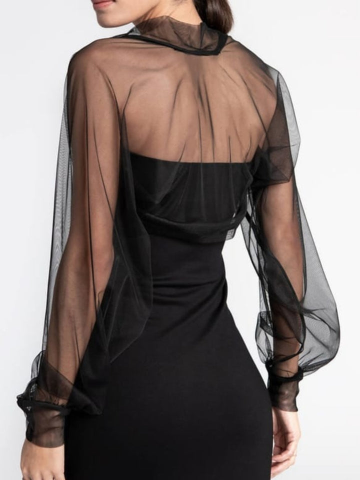 Long Sleeves Tulle Wedding Wraps See Through Elegant Pure