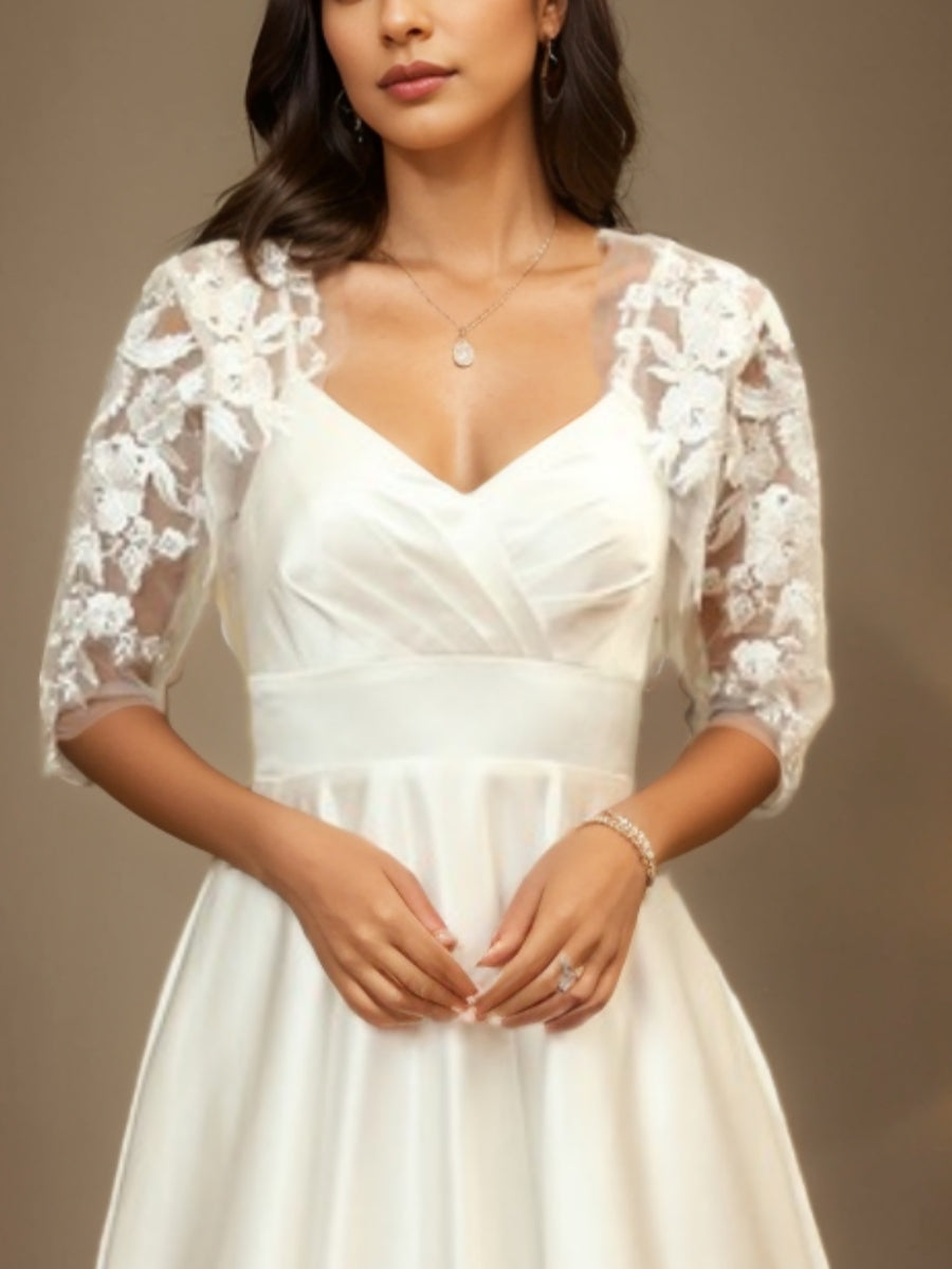 Tulle Jackets Half Sleeves Lace Wraps See Through