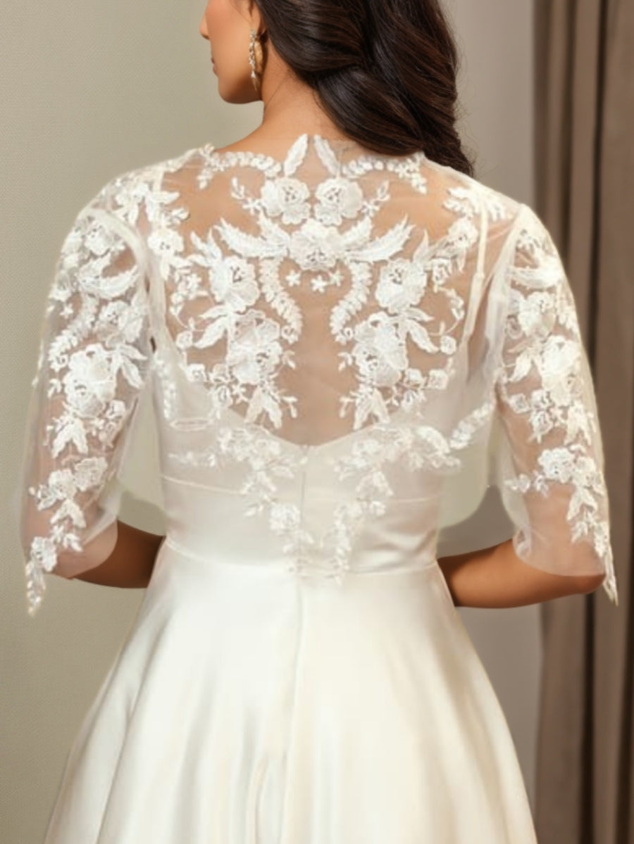 Tulle Jackets Half Sleeves Lace Wraps See Through