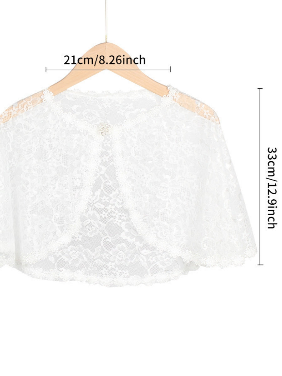 Women's Wedding Guest Wrap Cape Sleeveless Lace Wraps with Floral