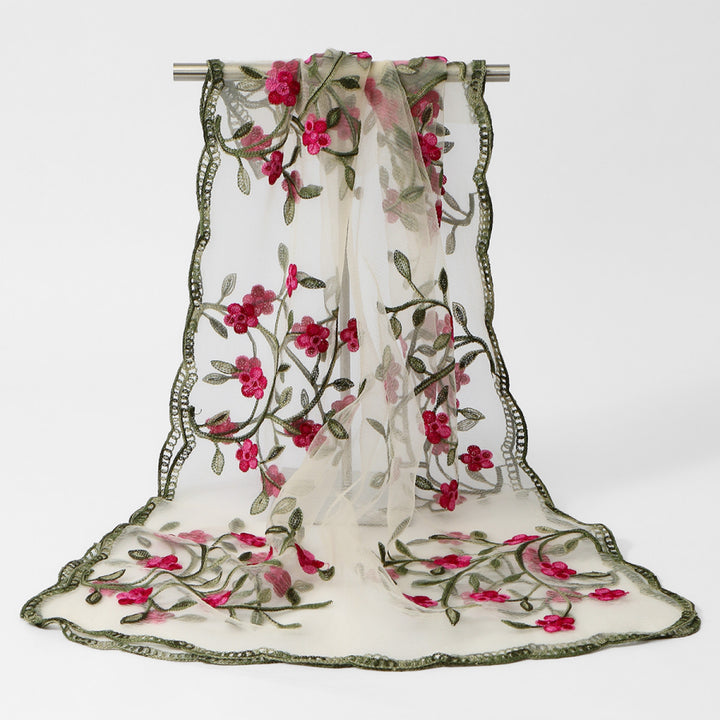 Women's Sheer Lace Floral Silk Soft Wedding Formal Shawl Wraps