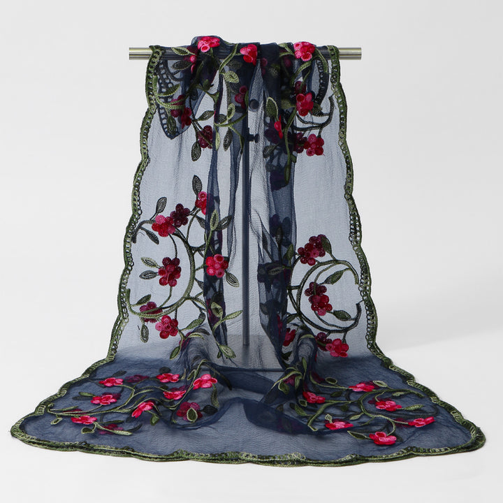 Women's Sheer Lace Floral Silk Soft Wedding Formal Shawl Wraps