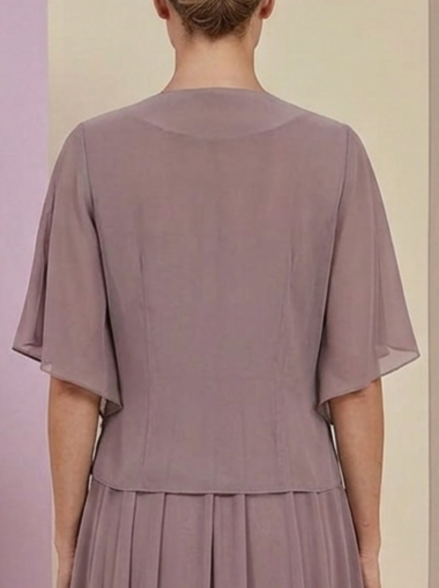 Women's Coats/Jackets Half Sleeves Chiffon Pure Color Wraps Open-Front Ruffles