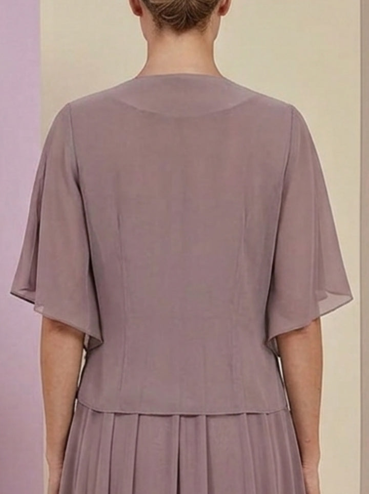 Women's Coats/Jackets Half Sleeves Chiffon Pure Color Wraps Open-Front Ruffles