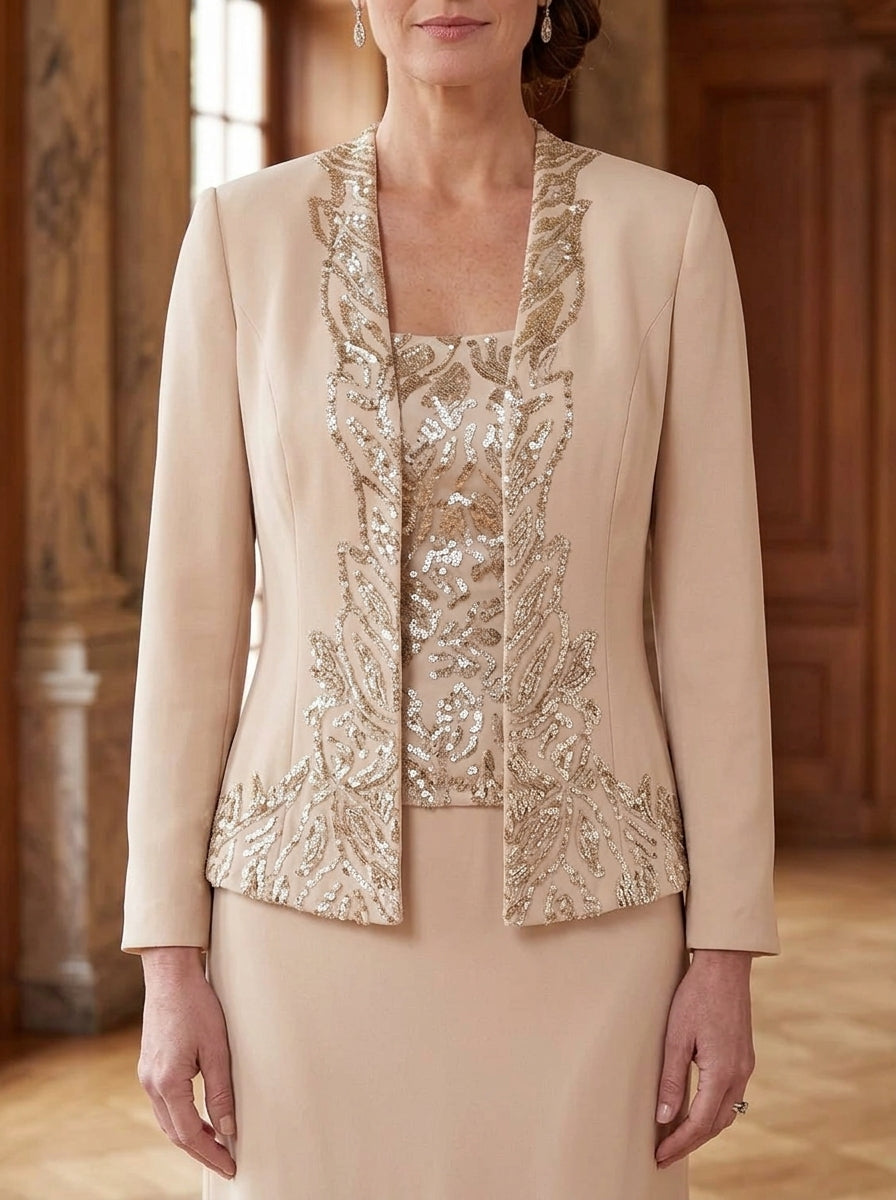 Women's Coats/Jackets Long Sleeves Chiffon Open-Front Sequins