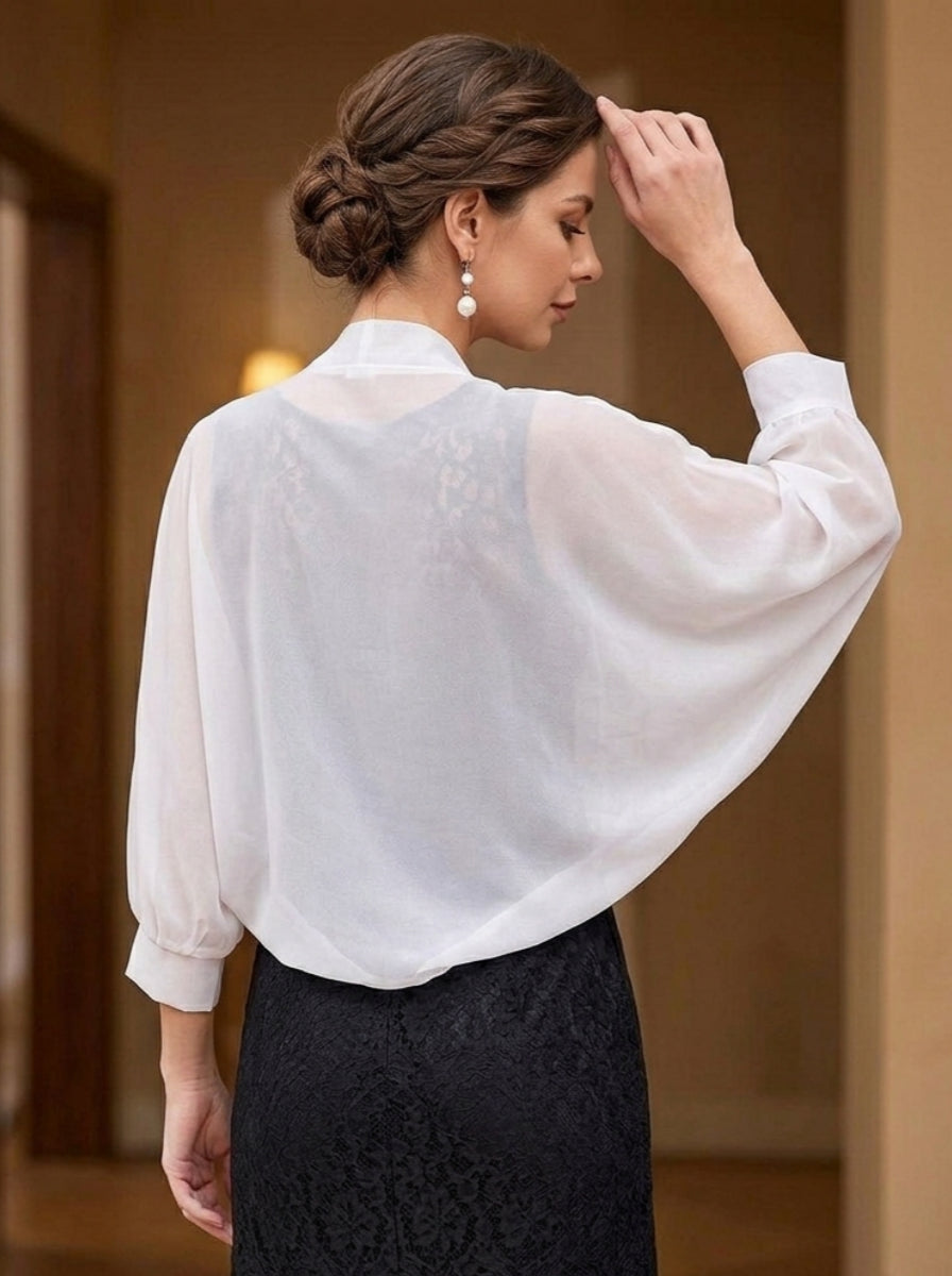 Women's Wraps Chiffon Pure Color Elegant Wedding Wraps