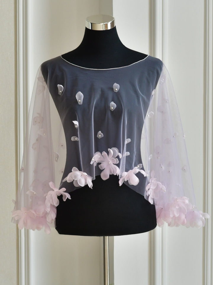 Scoop Bridal's Wrap with 3D Flowers Luxury Bridal Sleeveless Wedding/Party Wraps Beading